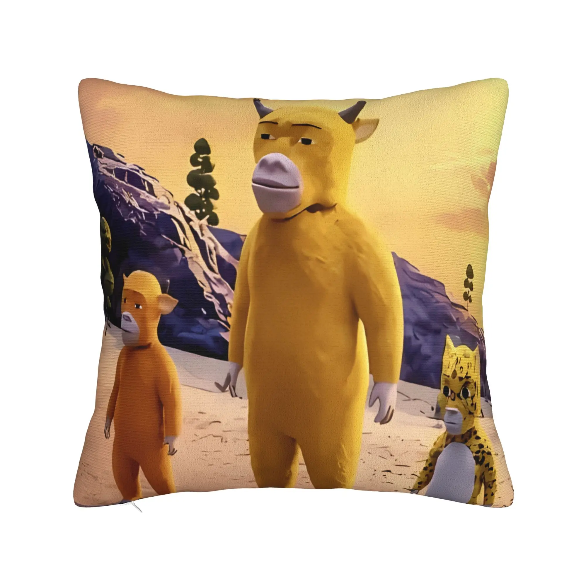 NIU Lai Chinese Cow Internet Viral Meme Pillow Cover  Soft Cushion Cover Retro Trendy Pillow Case For Living Room Sofa