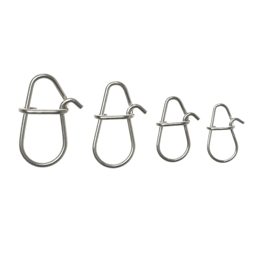 100PCS Gourd Portable Stainless Steel Line tackle Fast lock Oval Split Rings Barrel Swivel Fishing Hanging Snap Connector