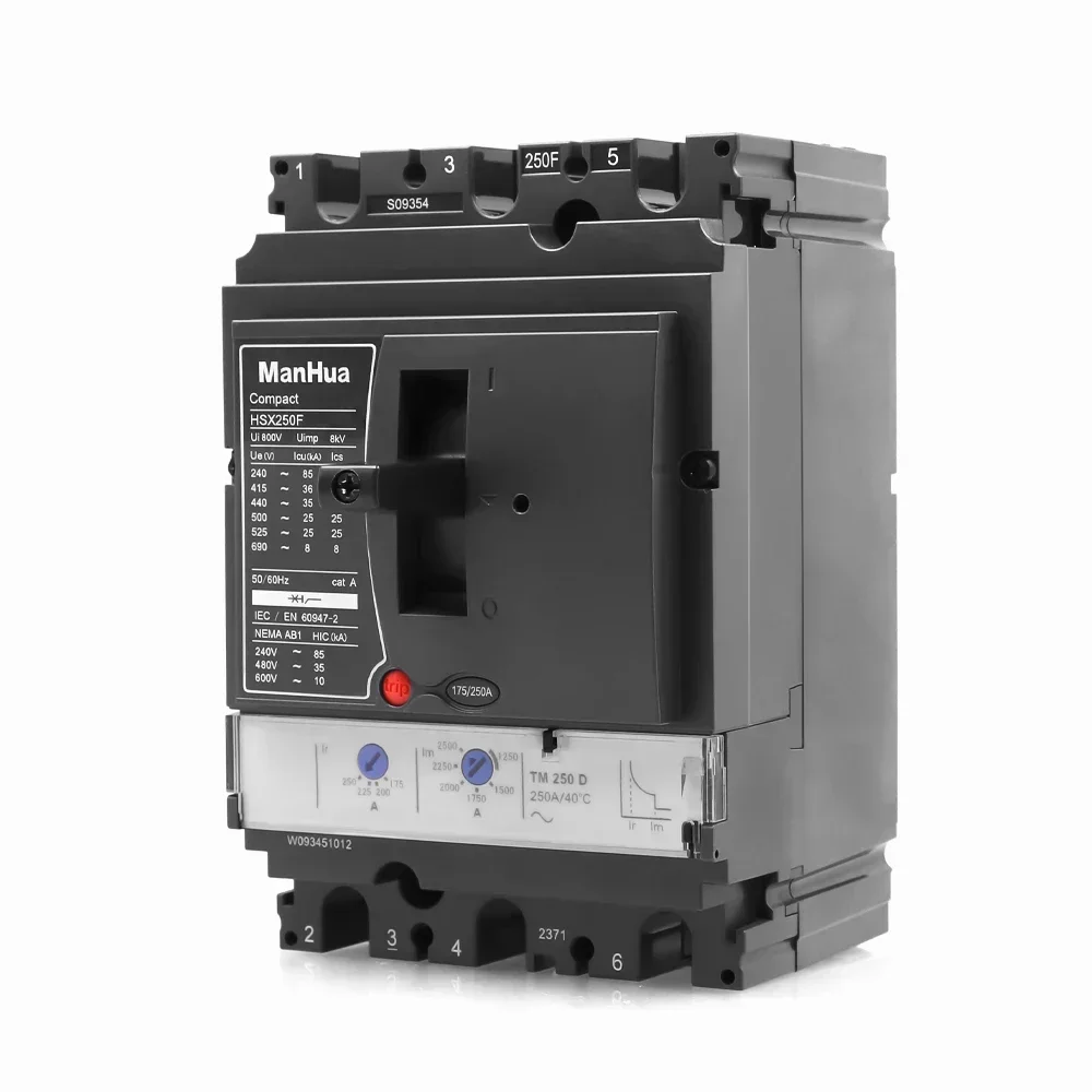 マンファ CE認証 MCCB 遮断容量36kA 調整可能電流 250A 3P 三極 HSX-250F（NSXシリーズ） モールドケース