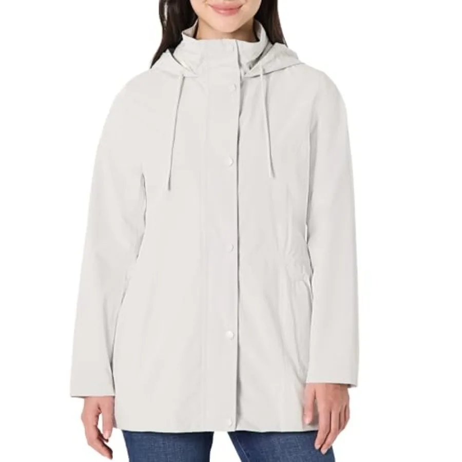 

Women's Relaxed-Fit Lightweight Waterproof Long Hooded Rain Jacket