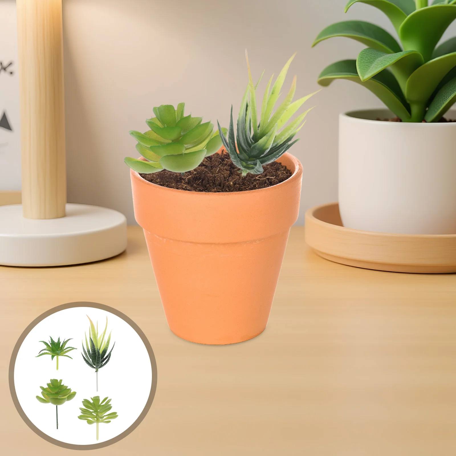 

6Pcs Small Fake Succulent Plants Mini Plastic Potted Artificial Greenery Decorative Indoor Office Desk Living Room Party