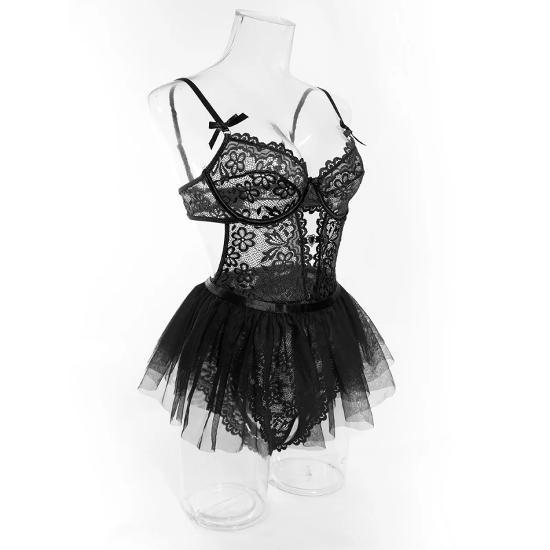 Bikini lace mesh lace seductive hot-selling strap lingerie set swimsuit