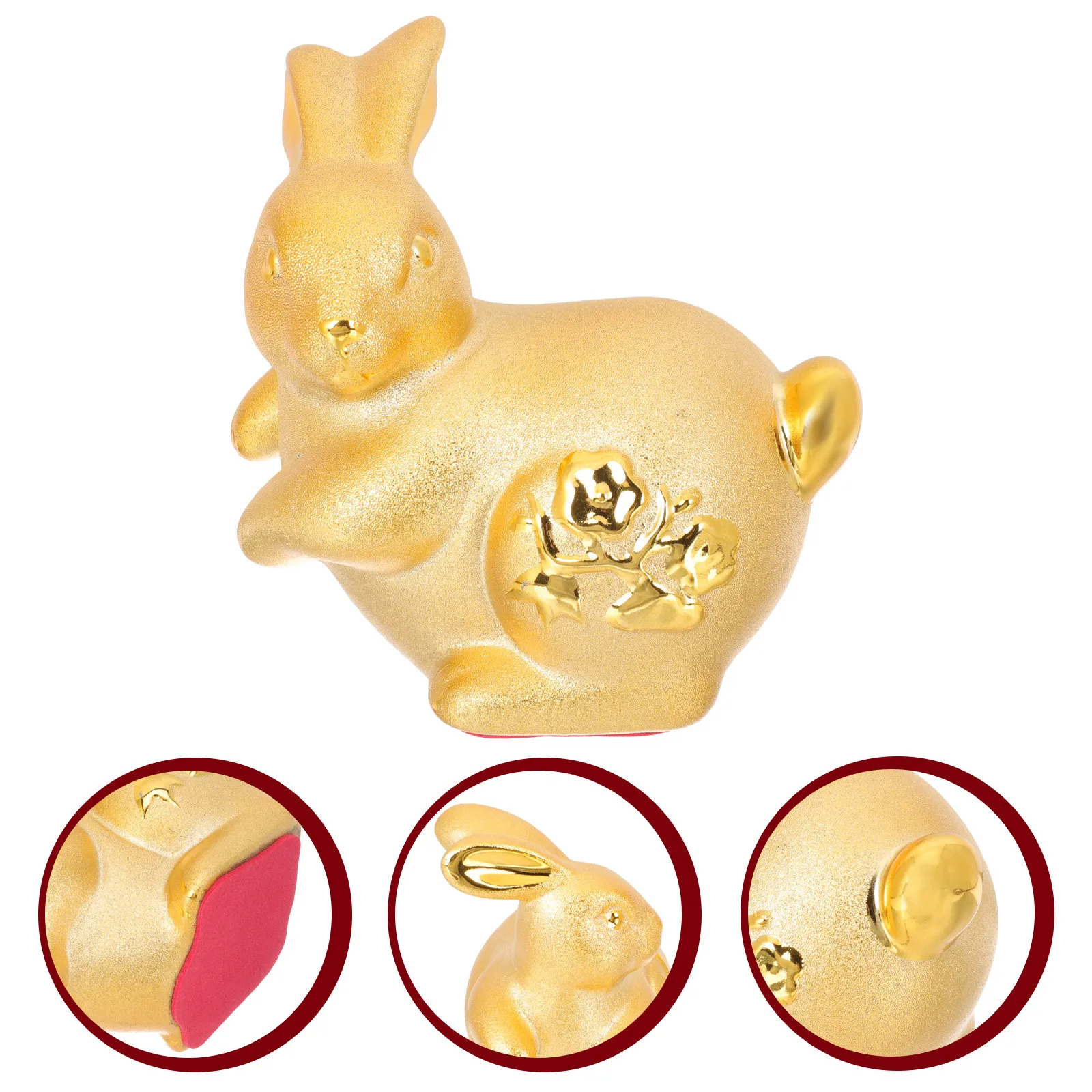 

Rabbit Statue Cartoon Glazed Pottery Creative Bunny Modeling Desktop Decoration Zodiac Rabbit Figurines Bunny Decorations