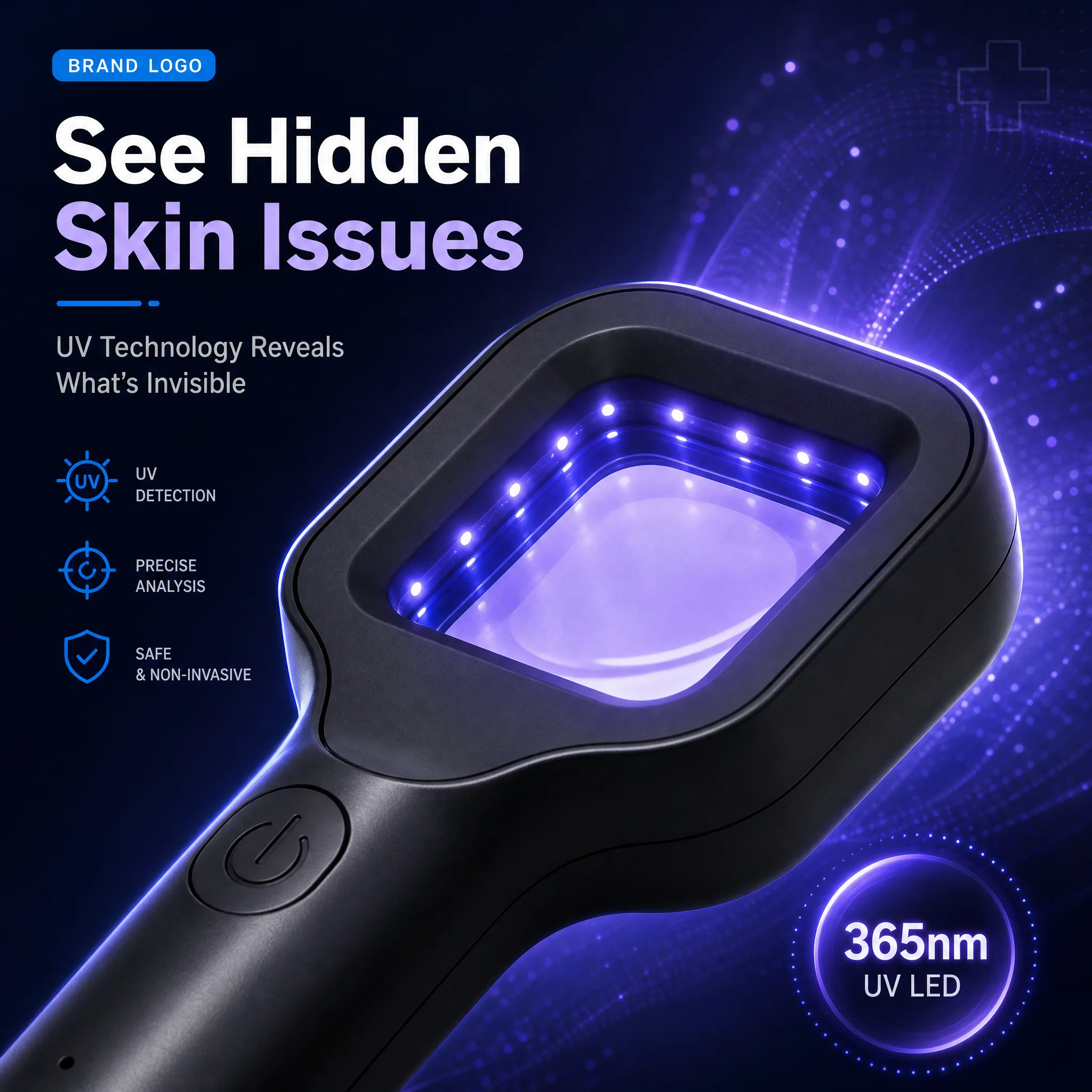 LED 365nm Ultraviolet Dermatoscope Handheld UV Spectrum Skin Lesion Visualization Instrument