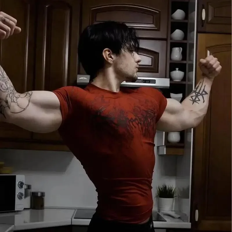 Breathedivinity Muscle Fit Tee Men Women Compression High Stretch Quick Dry Breathable Gothic Streetwear Y2K Gym Training Top image 3