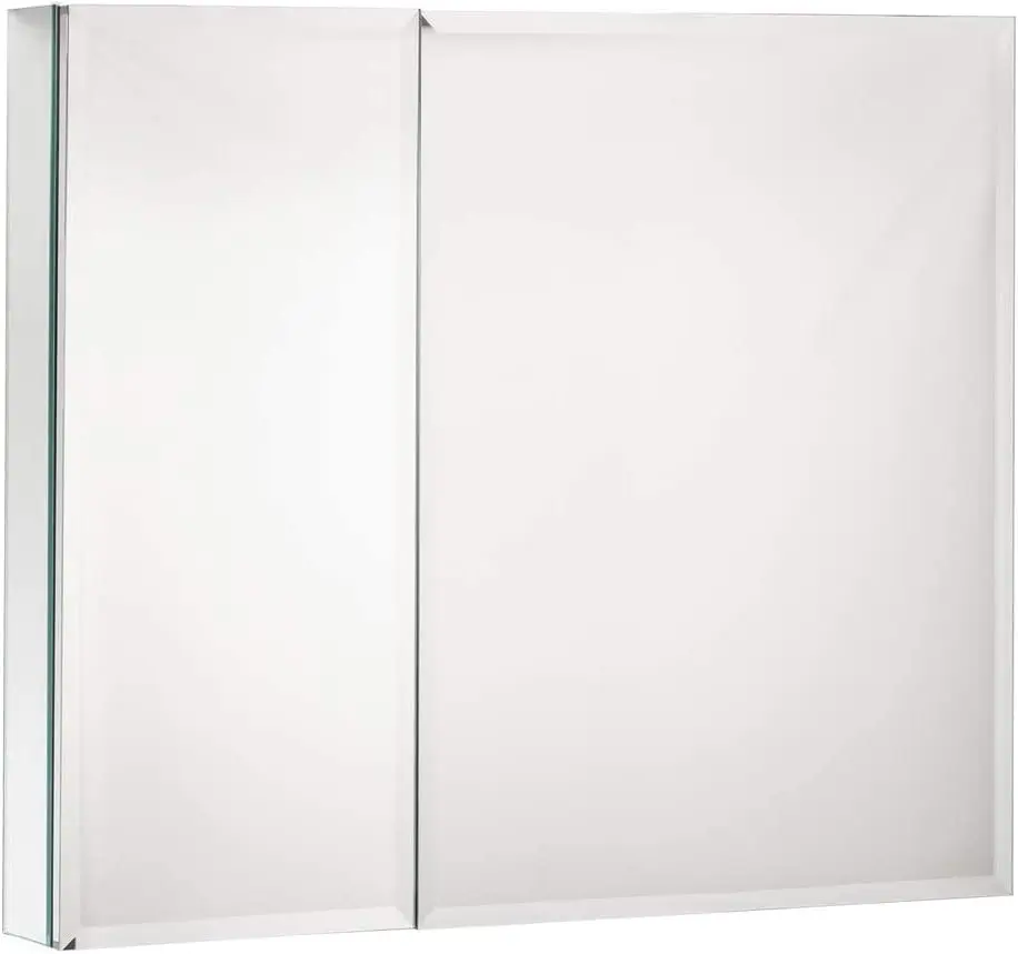 Double Doors Medicine Cabinet with Mirror 30 inch X 26 inch Aluminum Bathroom Medicine Cabinet Adjustable Glass Shelves