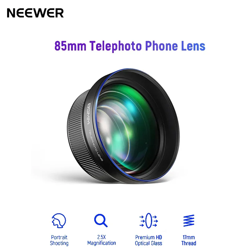 NEEWER LS-59 85mm HD Telephoto Lens with 17mm Thread & 72mm Filter Interface for Smartphone Photography