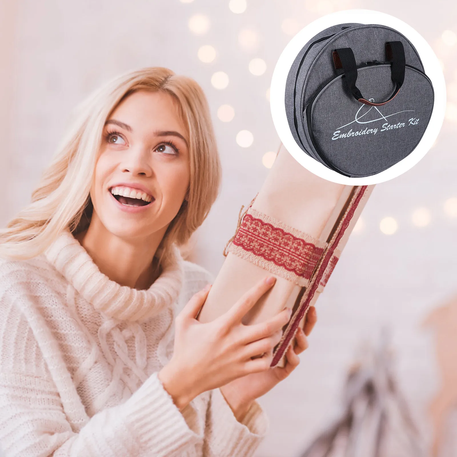 

Сумка для инструментов для вышивания из ткани Оксфорд 600D, органайзер для игл, компактный дорожный футляр, контейнер для набора для вышивки крестиком