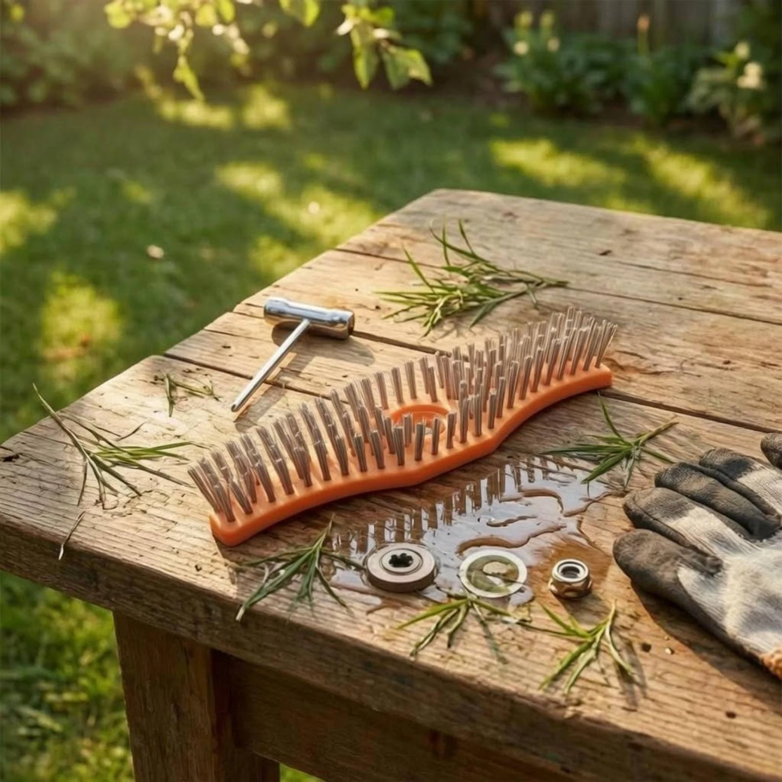 

Grass Trimmer Cleaning Brush Dense Bristles Trimmer Head Brush Steel Wire Install Kit Included Outdoor Equipment Heavy-Duty