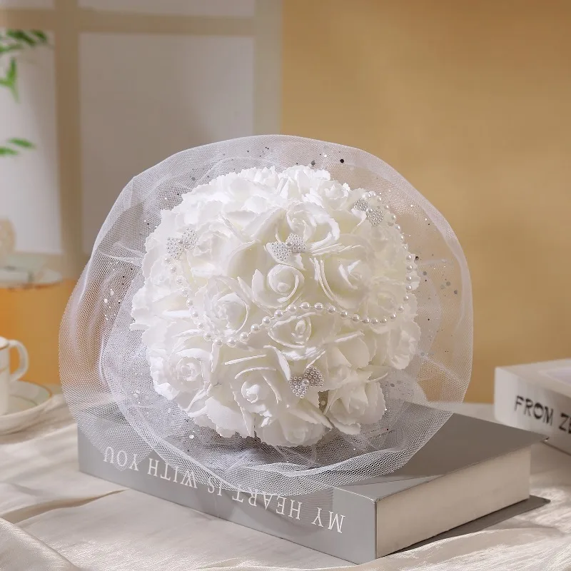 1 قطعة باقة الزفاف باقة الزفاف من باقات اليد الاصطناعية ورد من الأقمشة ورود للزينة مناسبة لحفل الزفاف SPH01