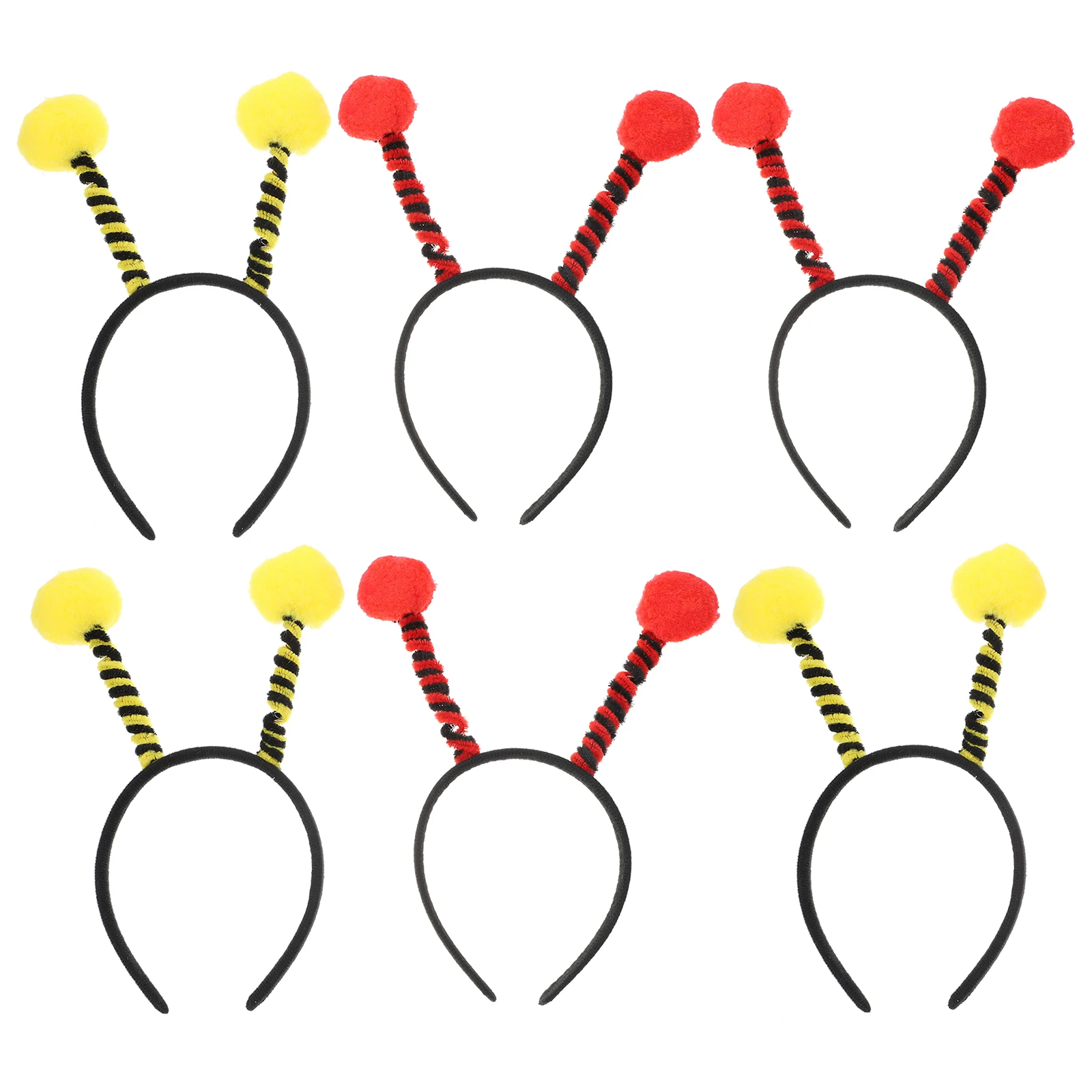 6 Pcs 할로윈 머리 장식 의상 Headb 안테나 머리 후프 여성을위한 설정 어린이 노란색 검은 개미 디자인 경량 파티