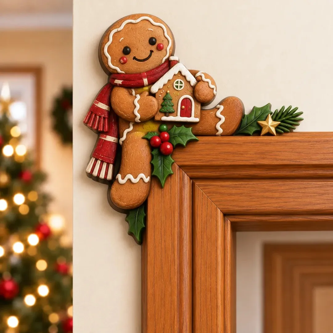 2026 Houten Kerstdeurhoekdecoratie, Kerstman Sneeuwpop Rendier Cartoon Hangende Hanger, Kerstdeurkozijn Ornament voor Feest en Huis