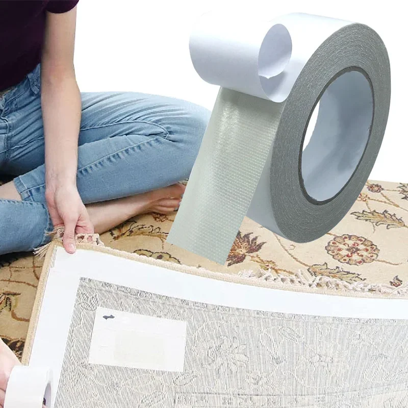 50mm X 10 Yard Carpet Tape Double Sided For Area Rug Carpet Adhesive Removable Multi-Purpose Binding Tape Cloth Hardwood Floor