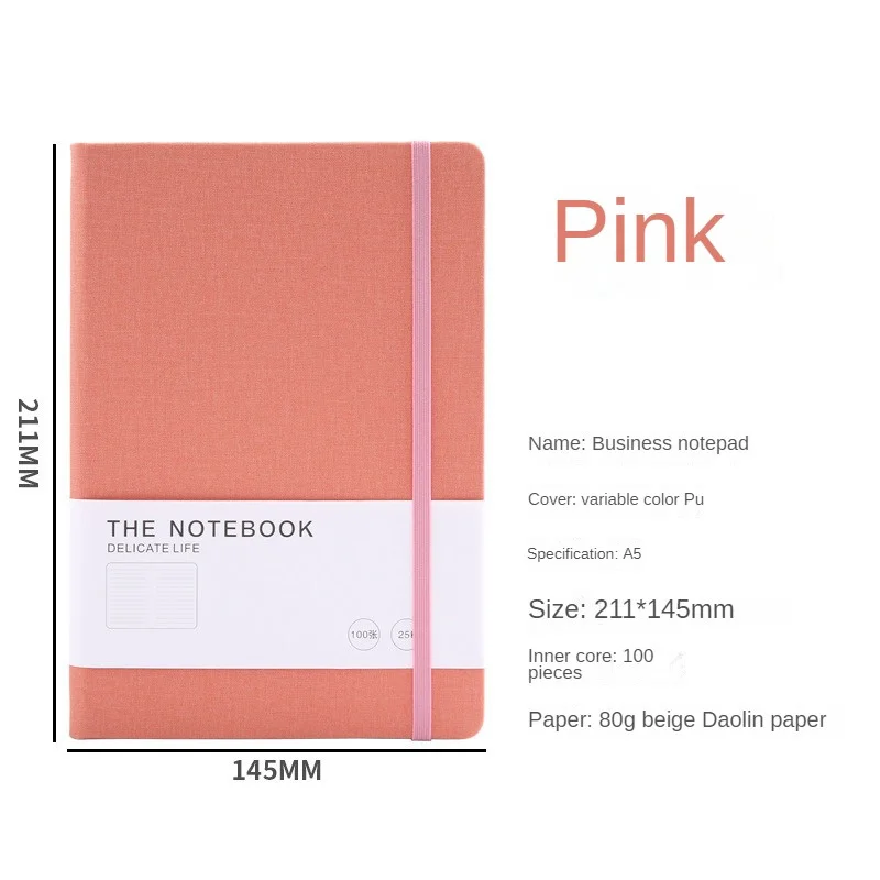 A5 Dotted Notebook Cloth Hardcover 100 GSM Paper Planner Diary Notepad Journal Students Agenda Stationery Office School Supplie