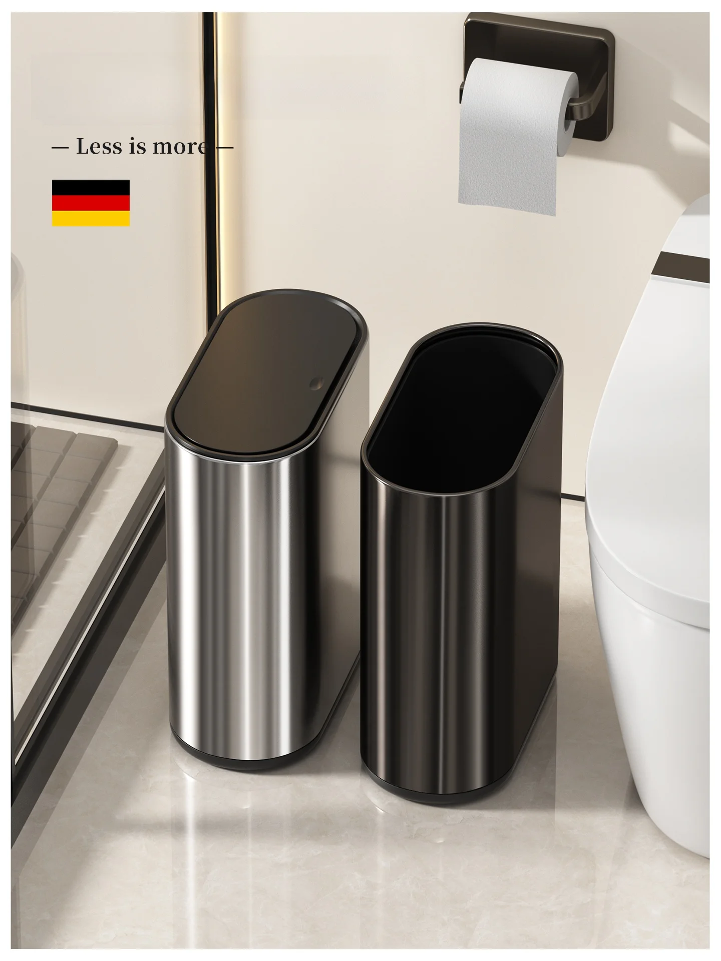 

Ultra-Thin Stainless Steel Bathroom Trash Can 13cm Narrow Size Toilet Waste Bin Small Home Use Bathroom Cleaner Tools