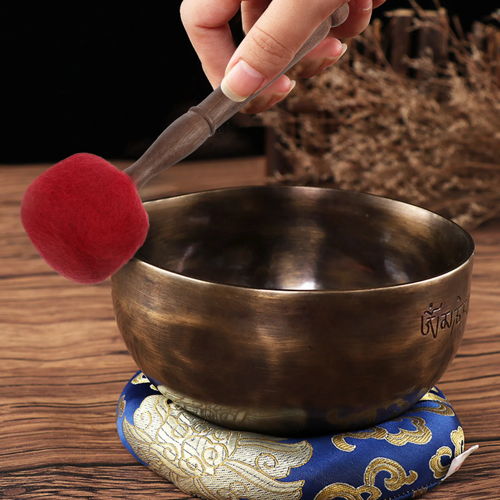 1Pcs Premium Wooden Singing Bowl Mallet Handcrafted Chanting Bowl Stick for Buddhist Practice Meditation Sound Therapy Gear