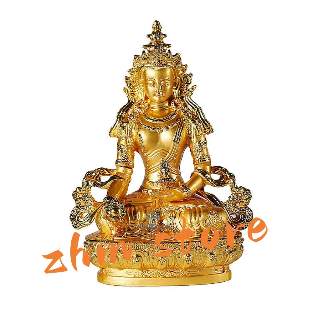 6 Inch Alloy Metal Gold Plated Buddhist Bodhisattva Ksitigarbha Tibetan Esoteric Figure Buddha Statue Home Putting Decorations
