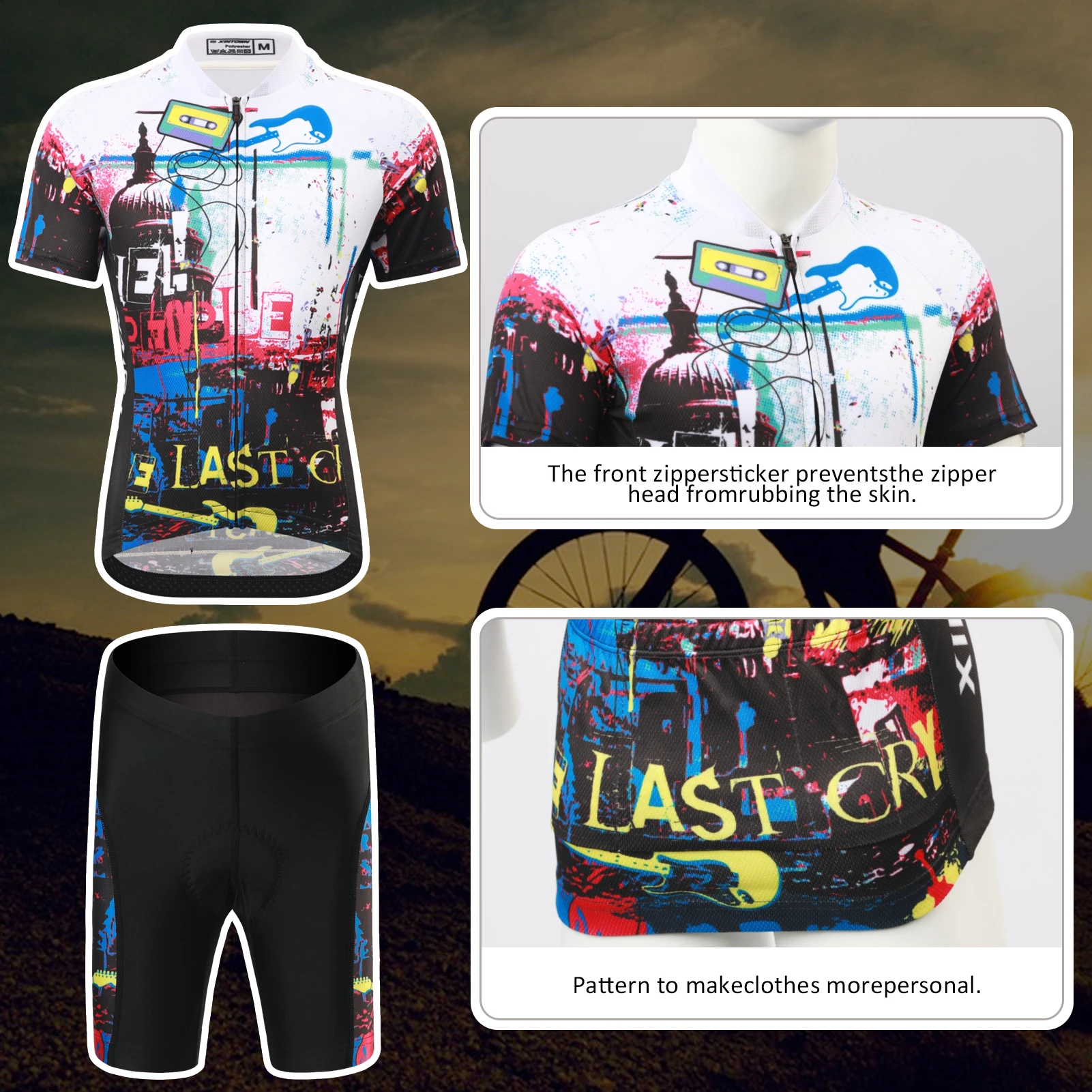 Short Sleeve Kids Cycling Jersey Suits Print Quick-Dry Boys Girls Bike Wear MTB Riding Bicycle Tops 3D Silicone Cushion Shorts