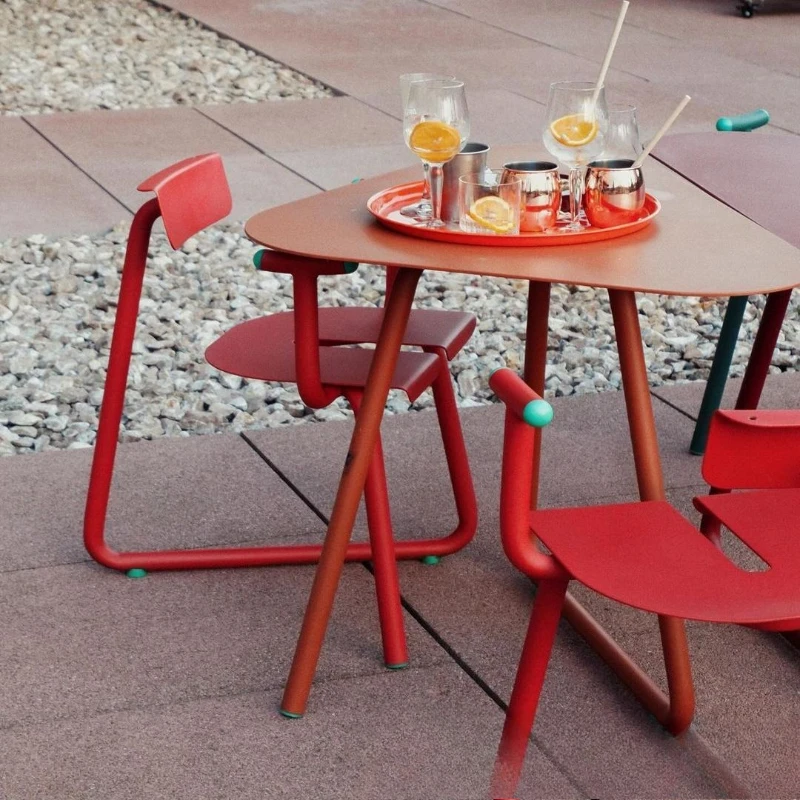 Outdoor full dopamine color outdoor table and chair combination, courtyard terrace