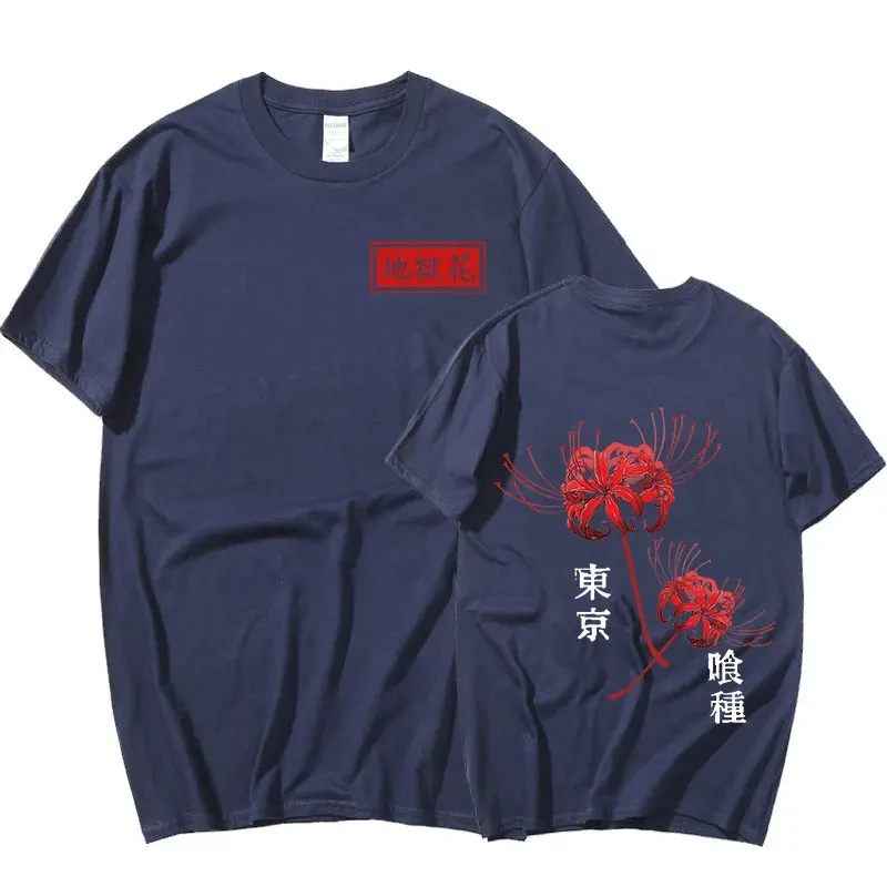 Japanese Anime Tokyo Ghoul Spider Lily T-shirt Oversized Streetwear Couples Tees Men Women Cool Kanekiken Graphic Print T-shirts