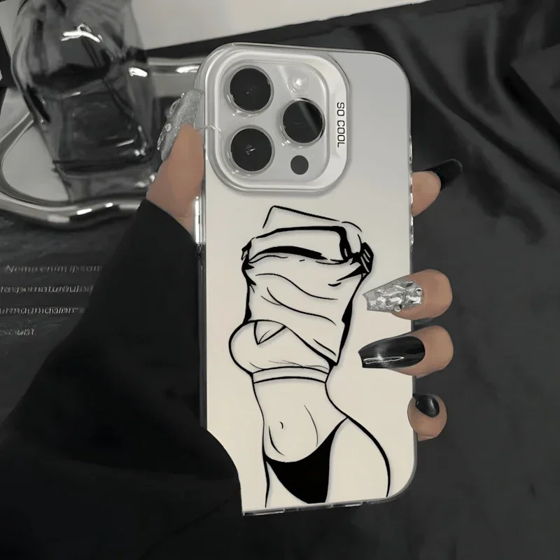 Sexy Phone Case for Women Shockproof mobile phone case matte design suitable for iPhone 16, 15, 14, 13, 12, 11 Pro Max Plus