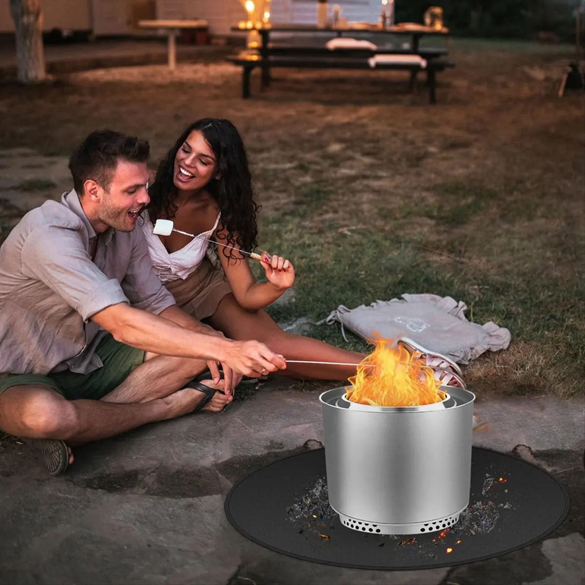 【BUYERS】Fire Pit Mat for Solo Stove Bonfire,Double-Sided Fireproof Firepit Mat Round Fire Pit BBQ Mat for Under Grill Mat 48Inch