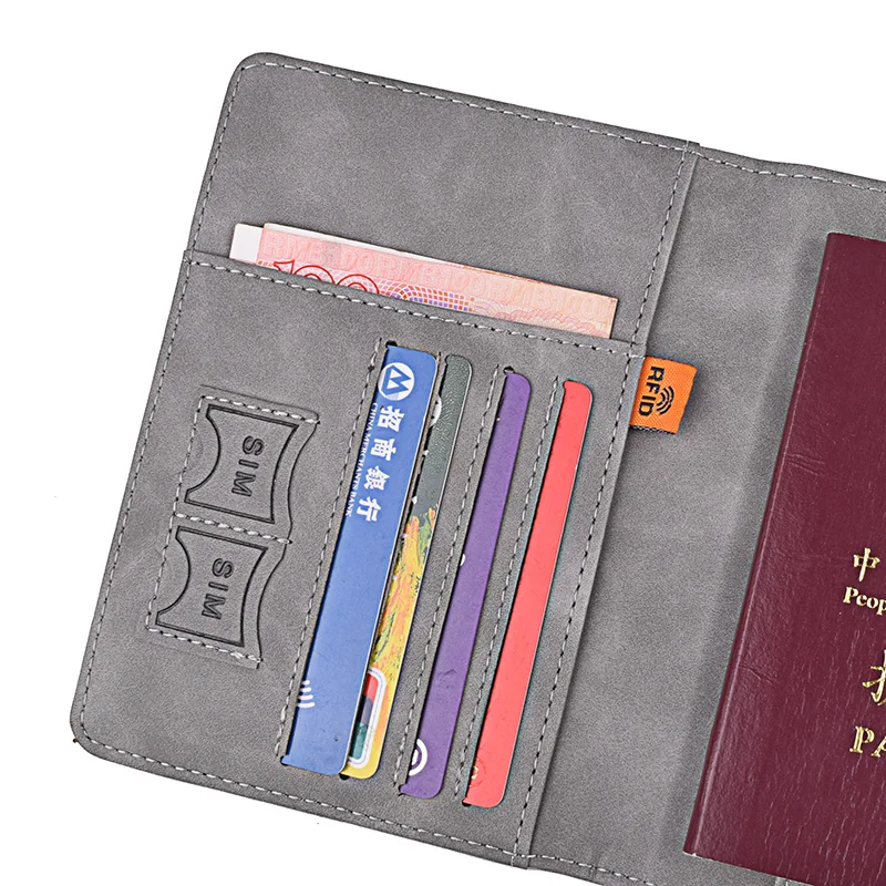 Women Men RFID Vintage Business Passport Covers Holder Multi-Function ID Bank Card PU Leather Wallet Case Travel Accessories