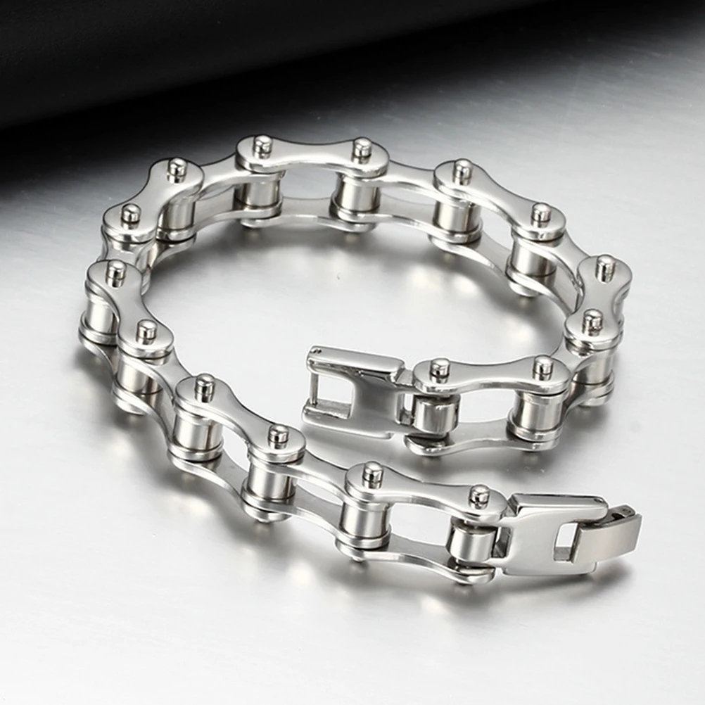 New【Punk Stainless Steel Bracelet Men Biker Bicycle Motorcycle Chain Bracelets 8.5