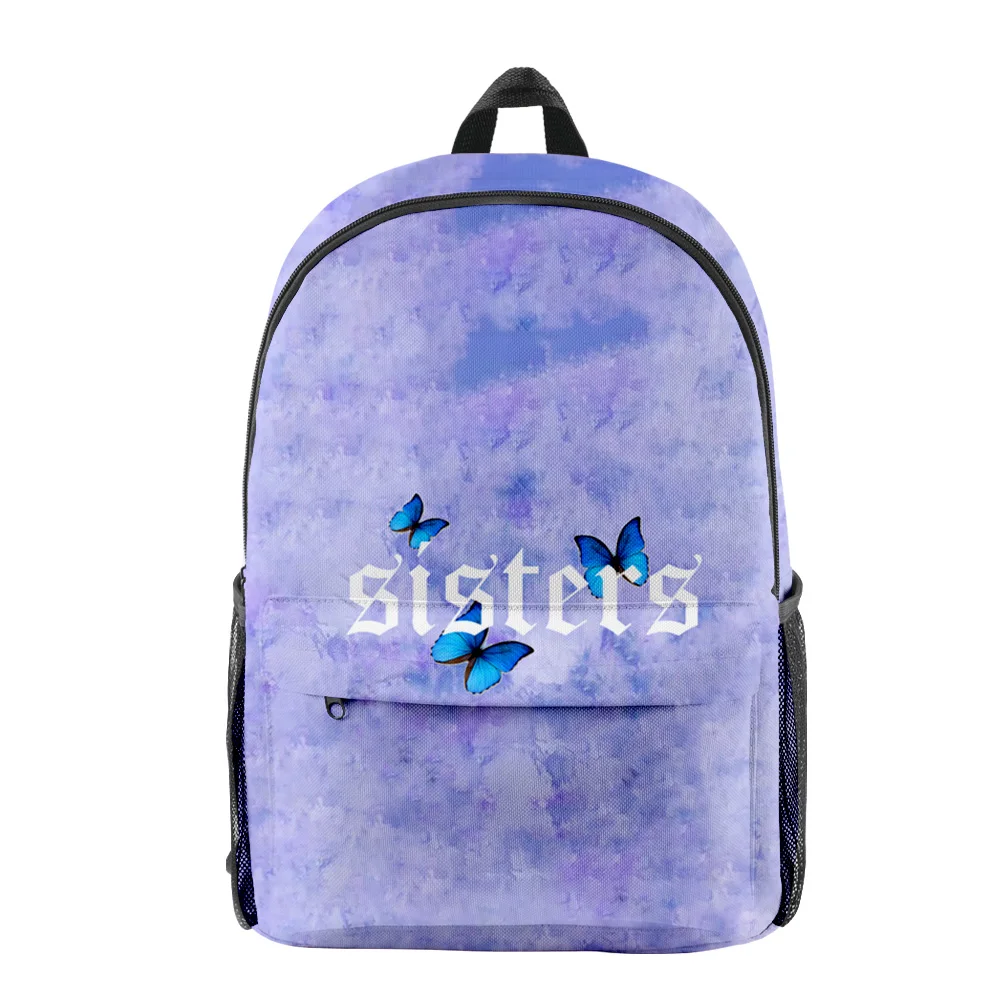 Harajuku James Charles Blue Butterfly Sisters Bookbag Notebook Backpacks 3D Print Oxford Waterproof Boys/Girls Travel Backpacks