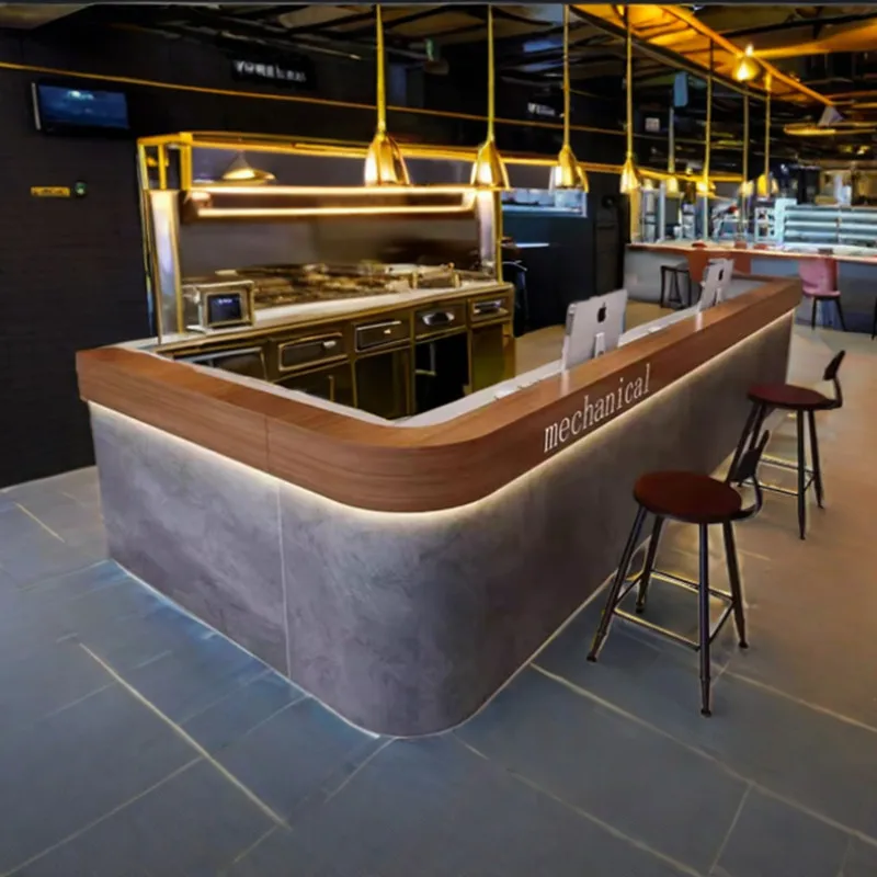 

Ash Wood Modern Industrial Style Bar, Suitable For Milk Tea/coffee/bar, Checkout Page, Can Accommodate 2-3 People, Yimutang Bran