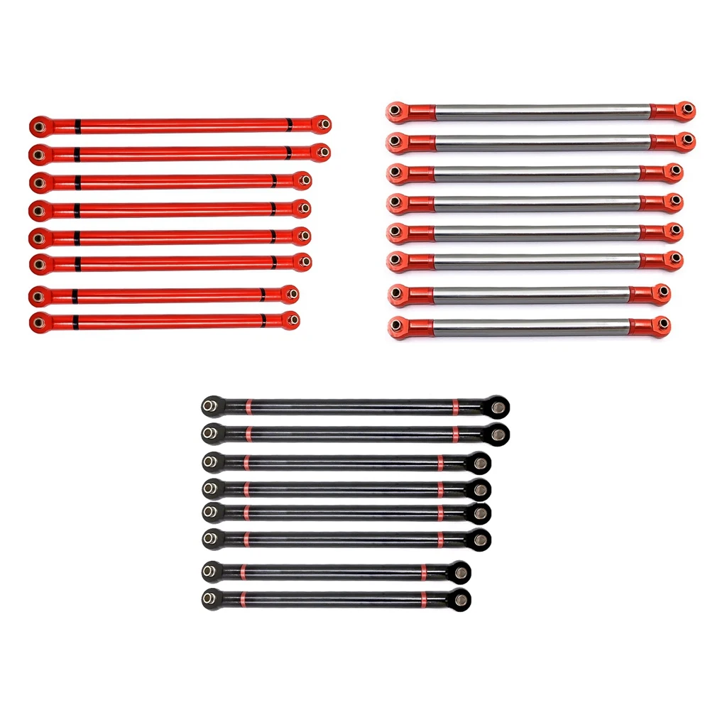 8 Pcs/Lot Metal Link Rod Pull Rod Kit 313MM Wheelbase for 1/10 RC Crawler Car Axial SCX10 Upgrade Parts Accessories,3