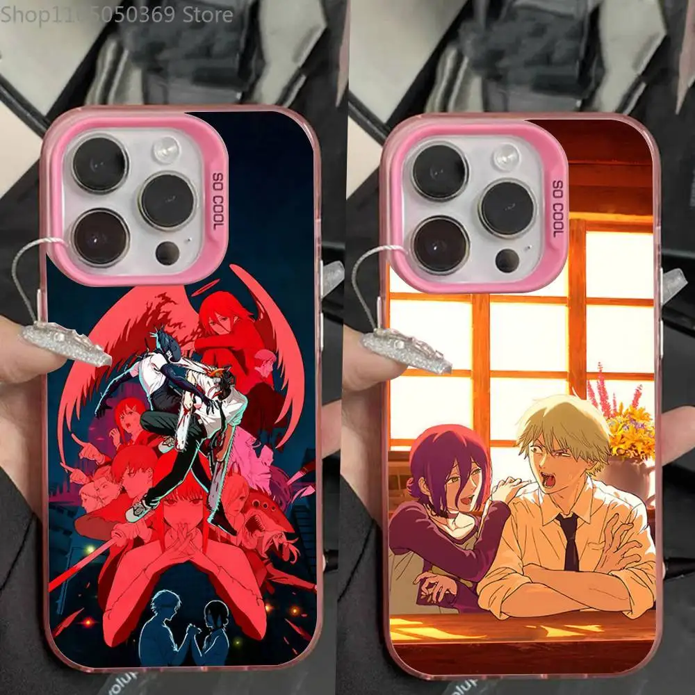 

Movie R-Reze Denji Phone Case For iPhone 16,15,14,13,12,11,Pro,Max,Plus,Mini,XS,SE Anti Fall Pink Matte Hard Bumper