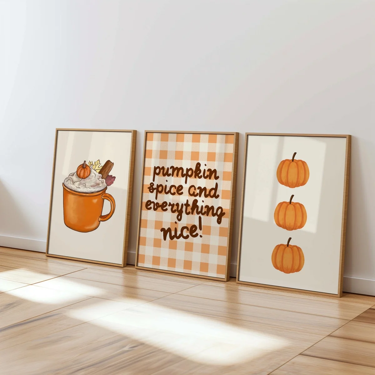 3pcs/set Autumn Pumpkin Spice Canvas Prints Poster Modern Rustic Cozy Farmhouse Thanksgiving Art Prints Fall Home Decor Poster