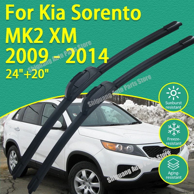 

Front Silicone Coating Wipers for Kia Sorento MK2 XM 2009 - 2014 Car Wiper Windshield Windscreen Blades Accessories 2010 2011