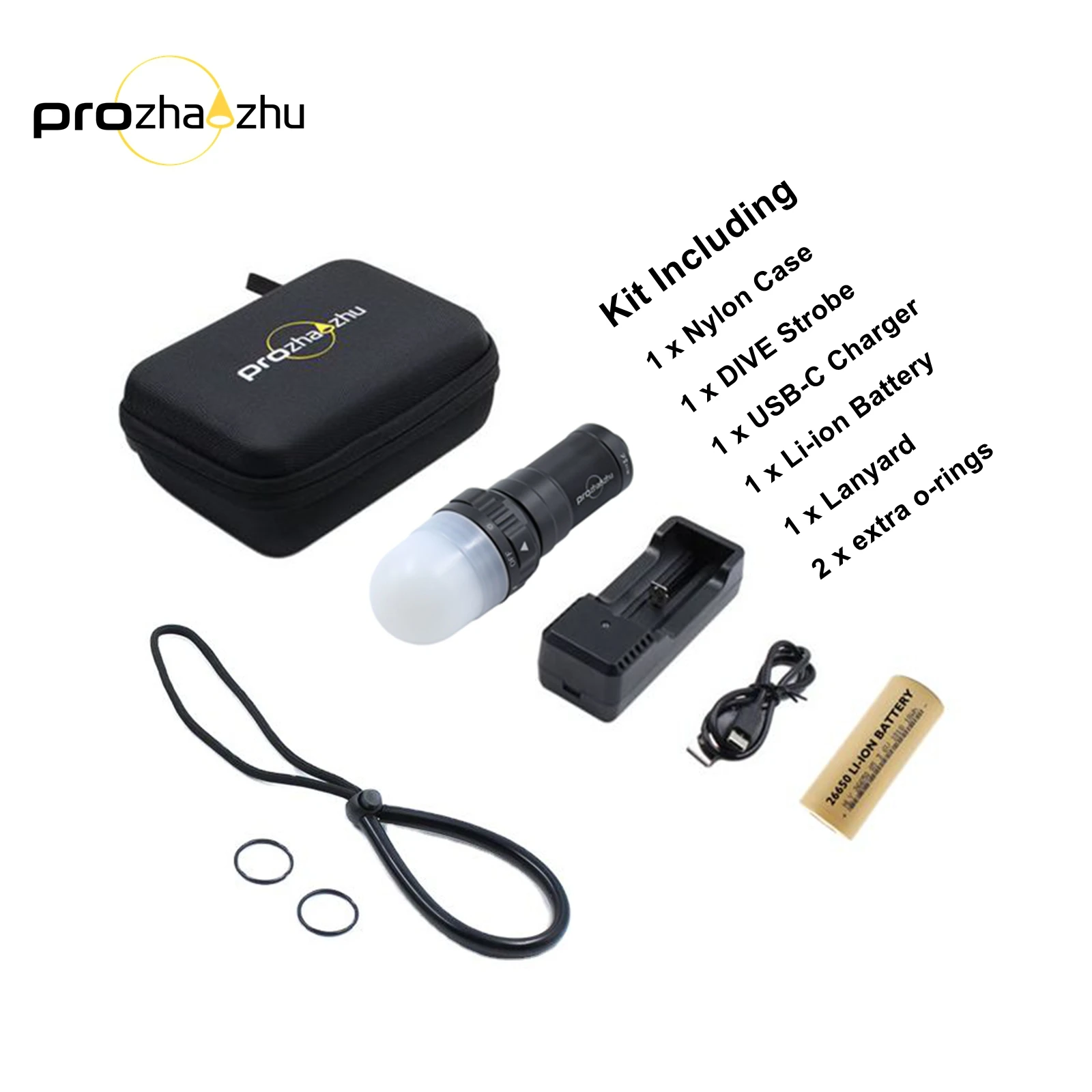 PROZHAOZHU 3000 Lumen IP68 Impermeabile 200M Diving Strobe Ricaricabile 26650 Segnale subacqueo per immersioni subacquee