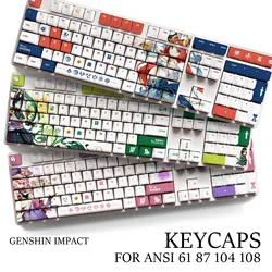 Genshin Impact NAHIDA NILOU Pbt Material Keycaps Set for ANSI 61 87 104 108 keys Mechanical Keyboard Oem Profile Only KeyCaps