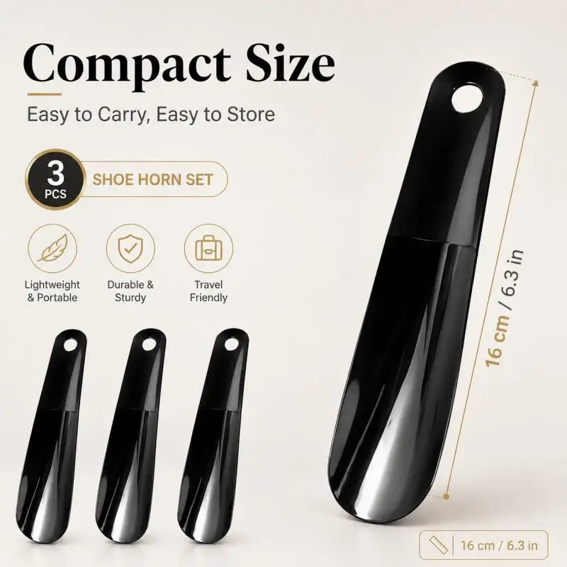 Compact Shoe Horn Set - Durable Plastic, 16cm, Ideal for Travel & Home Use image 4