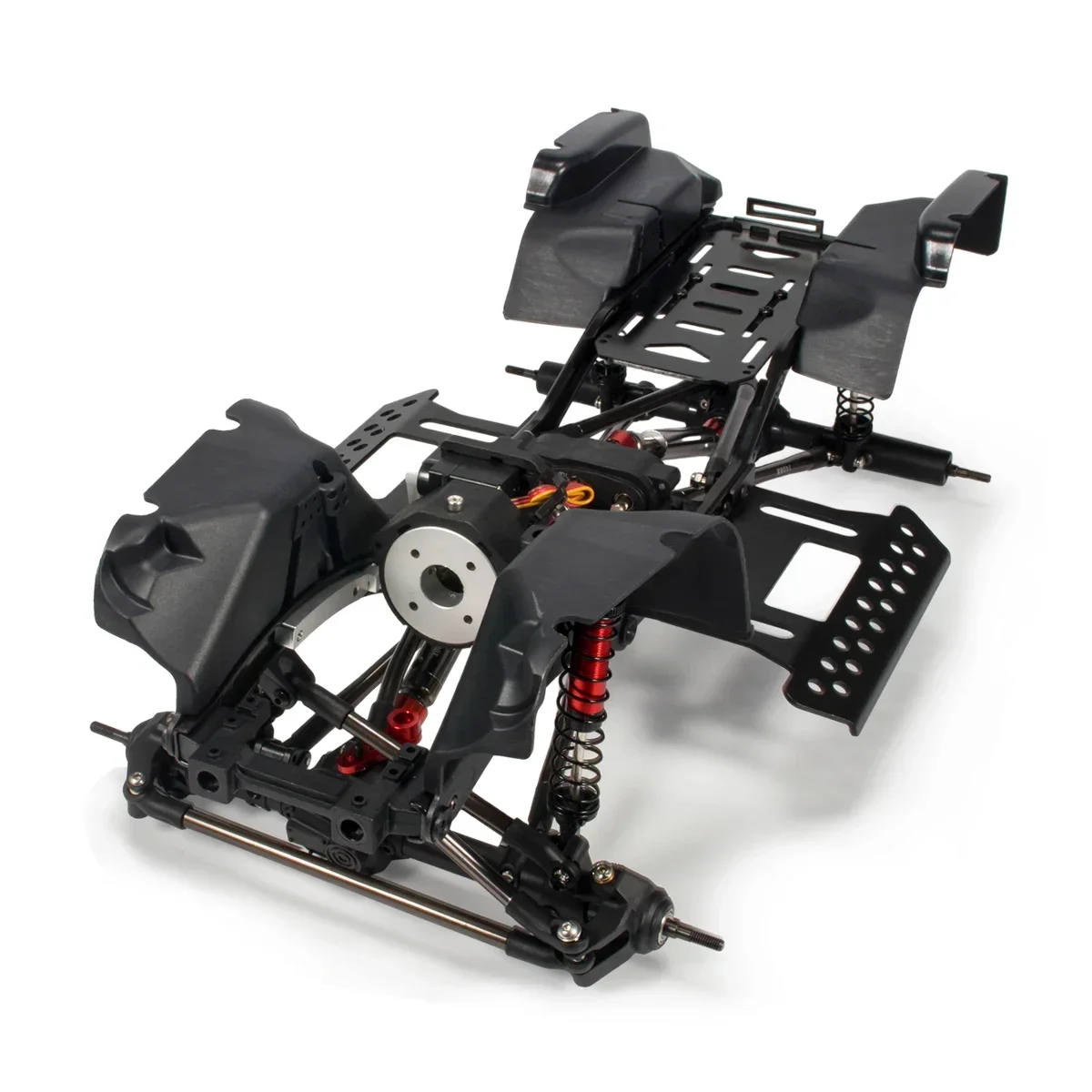 2-Speed Transmission Chassis Kit SCX10 Frame with Rock Slider Fender Flares for 1/10 RC Crawler 313mm Wheelbase Wrangler Body