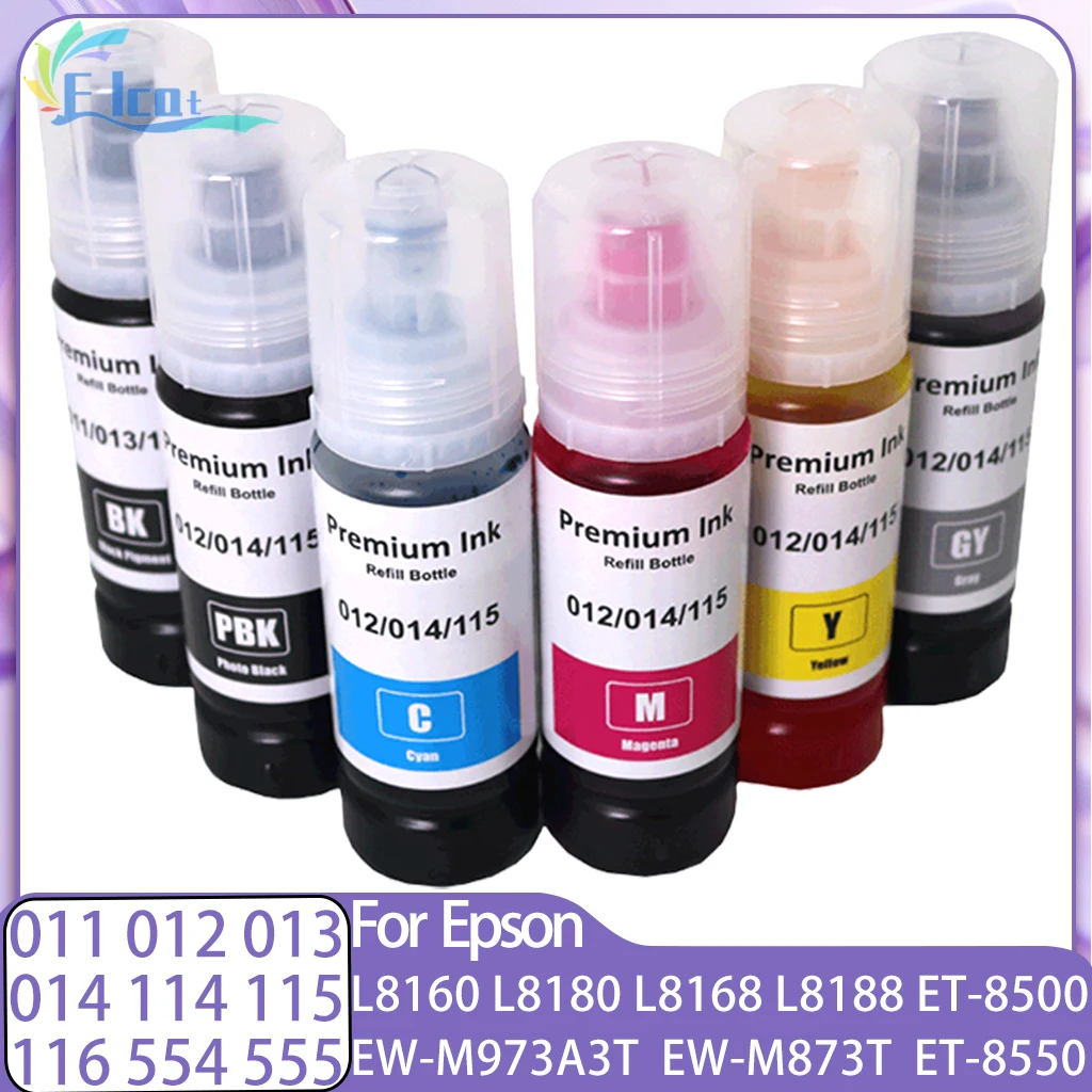 

Для Epson 011 012 013 014 114 115 116 552 554 555 Запасные чернила Ecotank ET-8500 ET-8550 L8160 L8168 L8180 L8188 EWM873T Чернила для принтера