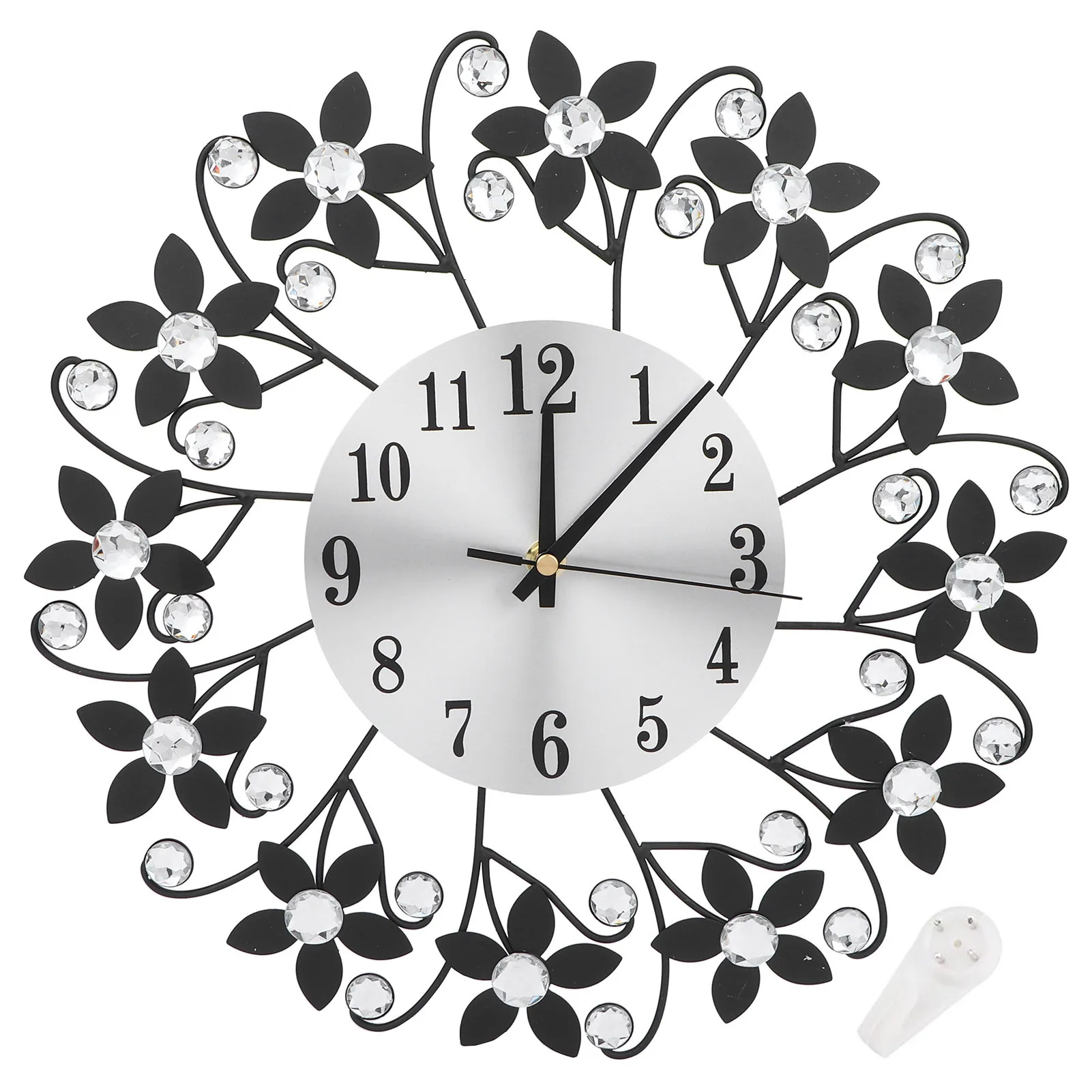 Modern Metal Wall Clock Crystal Home Office Decor Silent Metal Wall Clock