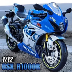 1:12 Scale SUZUKI GSX R1000R Motorcycle Model Toy Alloy Body Rubber Tire Motor Models Free Wheeling Shock Absorption Kids Gifts