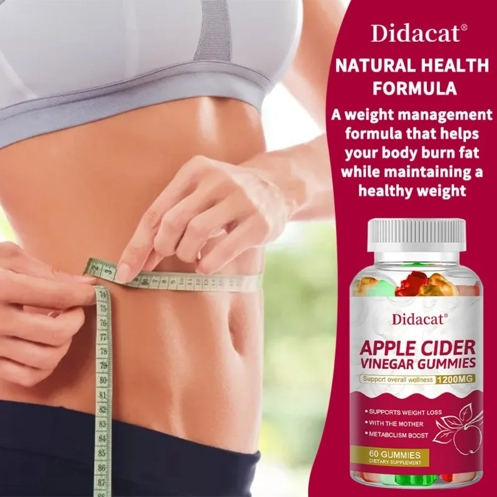Apple Cider Vinegar Gummy Vitamins, Gluten-Free, Vegan & Non-GMO, Support Normal Energy Levels & Gut Health