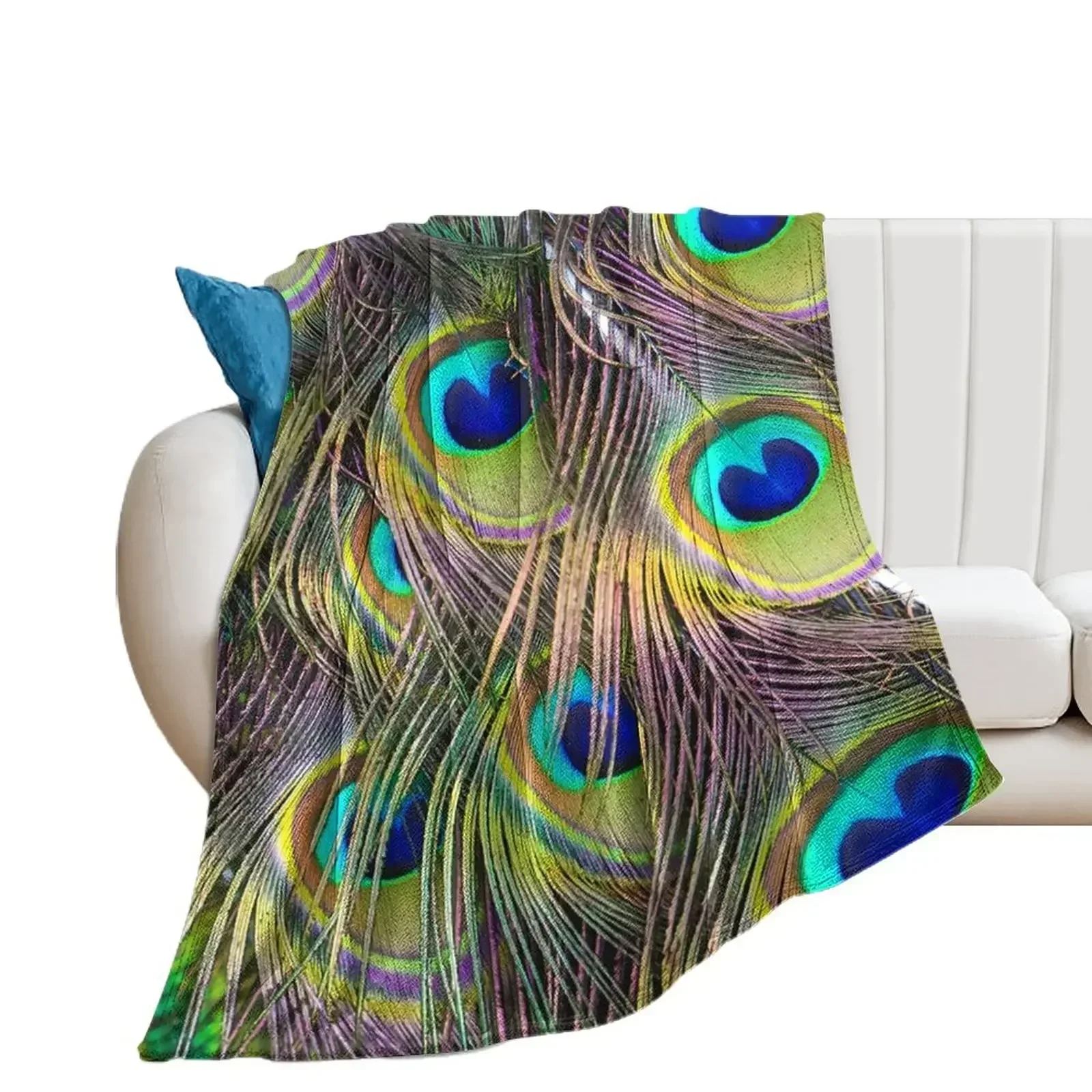 

Brilliant Peacock Feathers Throw Blanket Blankets For Baby Plaid on the sofa Summer Beddings Blankets