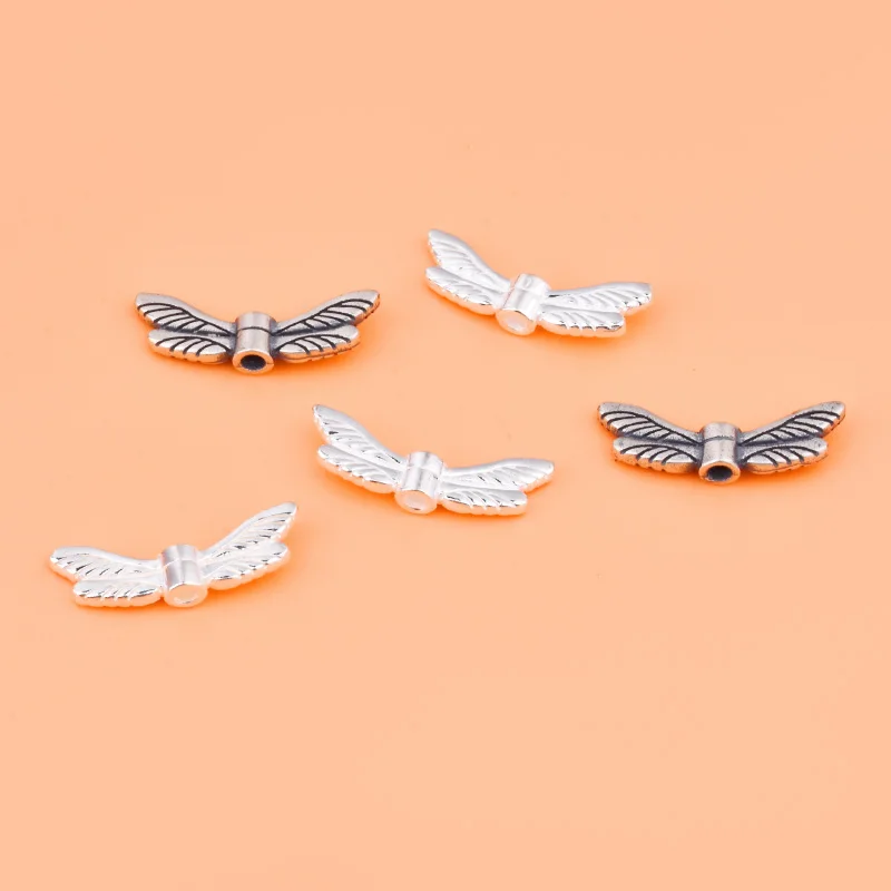 S925 sterling silver vintage wings loose beads small fresh Mori system handmade knitting jewelry diy accessories materials