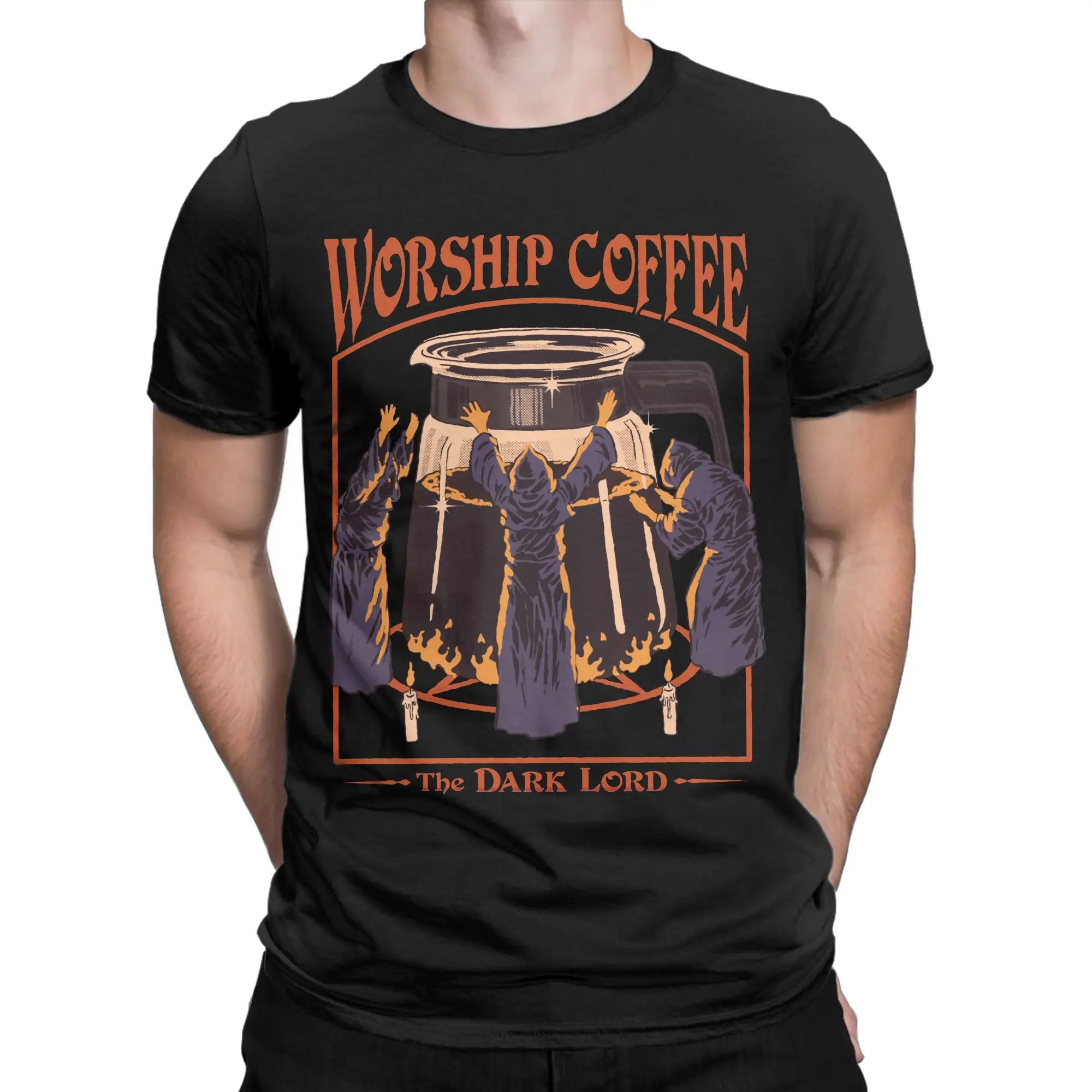 Men Women's Worship Coffee Devils Demons T Shirts 80s 70s Caffeine Addict Cotton Tops Cool O Neck Tee Shirt New Arrival T-Shirt