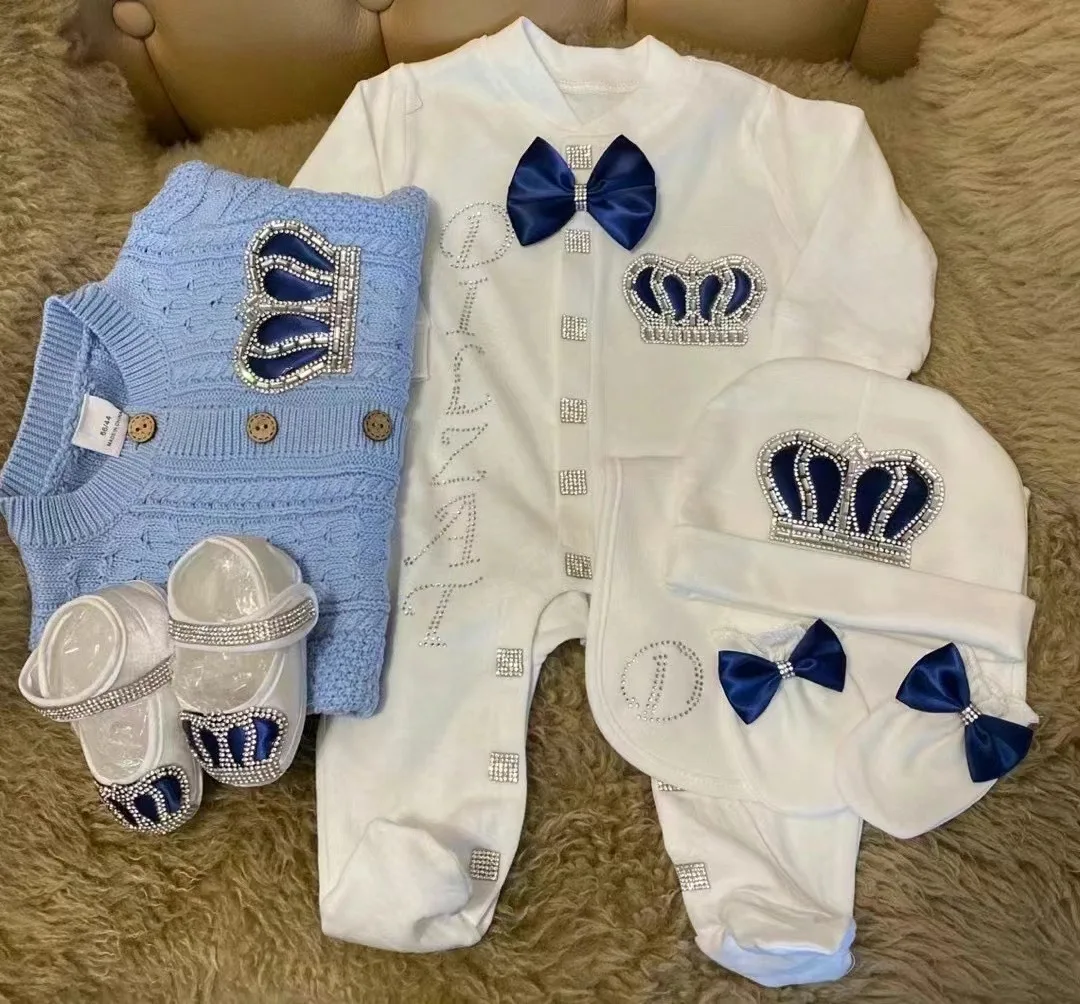 Newborn Baby Boy Outfits Set Kids Clothing Real Cotton Infant Care Products Body Suit Shirt Pants Hat 5 Pieces Origin Turkey