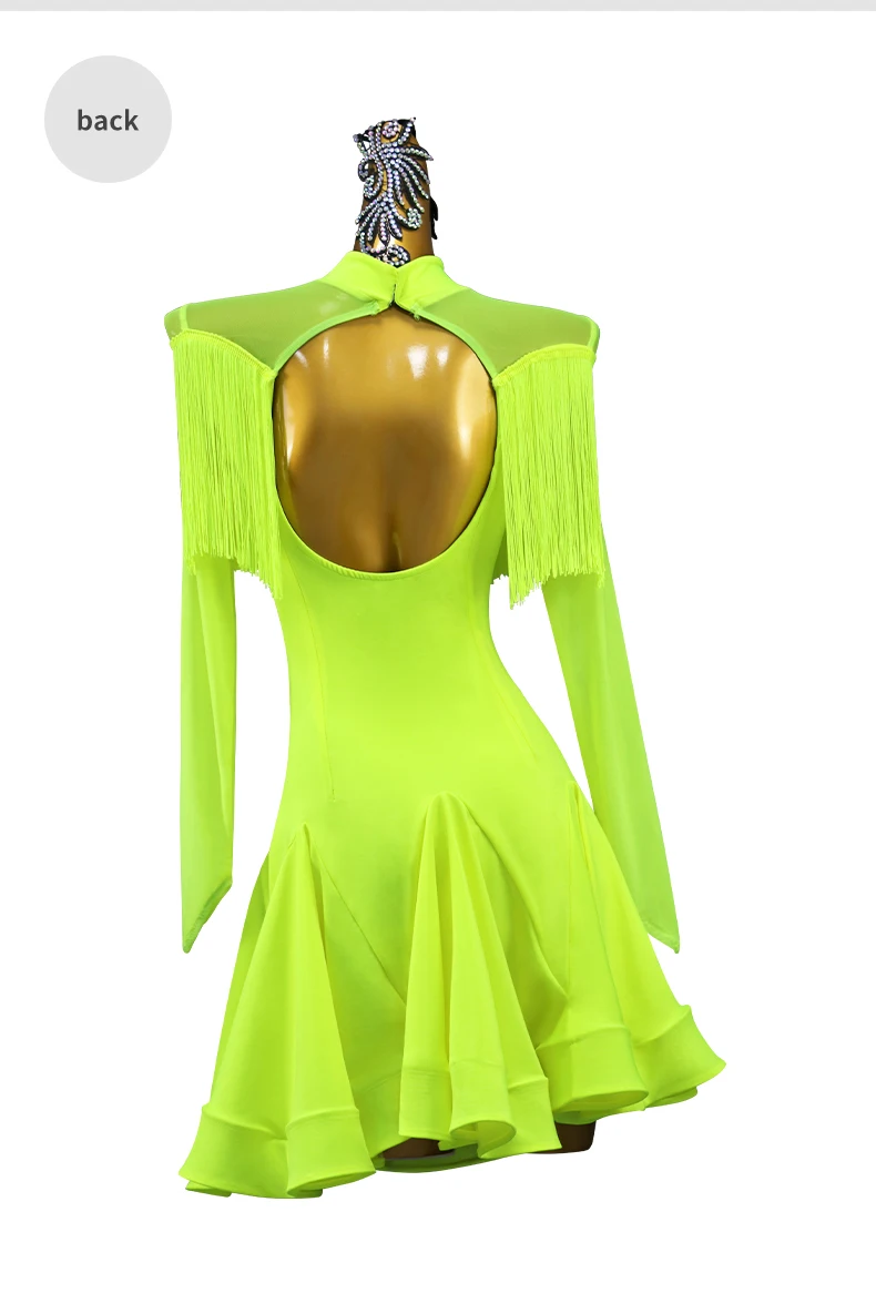 Erwachsenen-Latin-Tanzkleid Damen-Röcke Bühnenbekleidung Mädchen Elegante Party-Tanzkleidung 2026 Sportkostüm Abendkleid mit Fransen – Detail 11