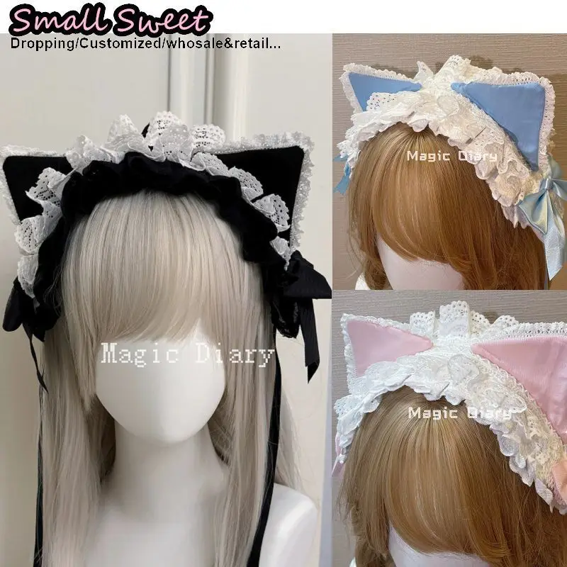 

Women Subcultural Y2K Girl Lace Cat Servant Dark Cat Ear hair bands anime Subculture Hair Ornament Lolita Cute Maid headband