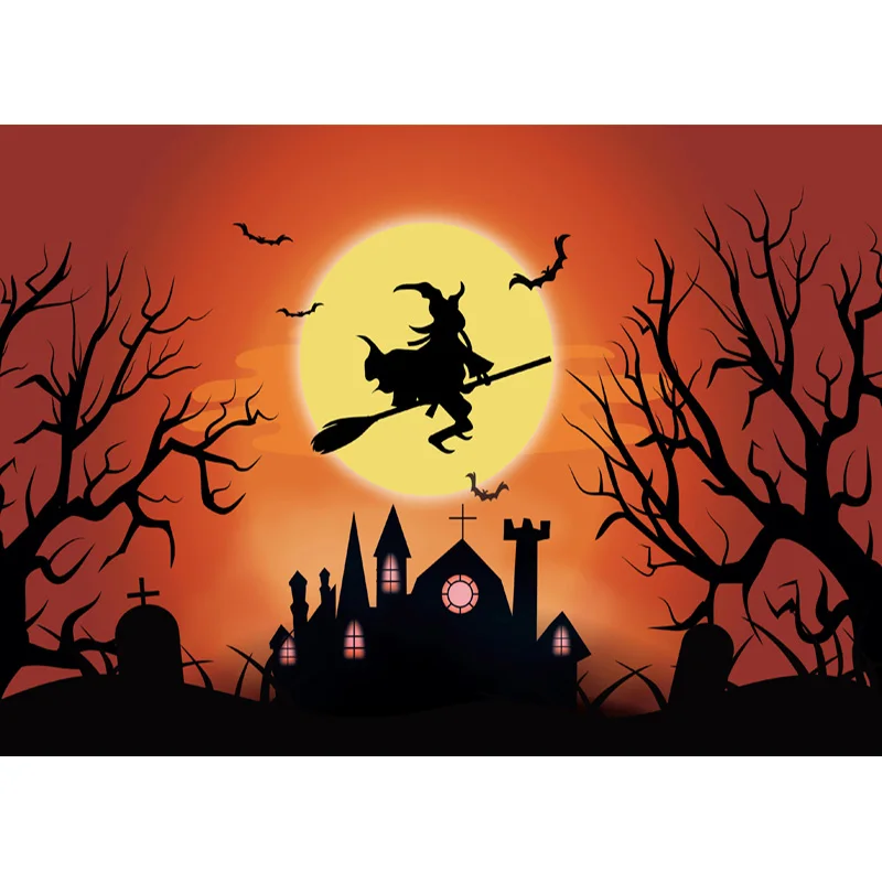 Halloween Backdrop Tombstone Castle Pumpkin Lantern Moon Baby Portrait Photography Background For Photo Studio Props 1911CXZM-57