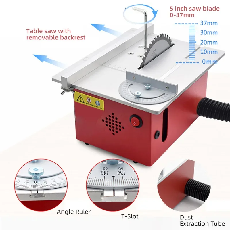 T60 Multifunctional Miniature Table Saw with Flat Push Table,diy Woodworking Chainsaw Home Small Cutter Electric Push Table Saw